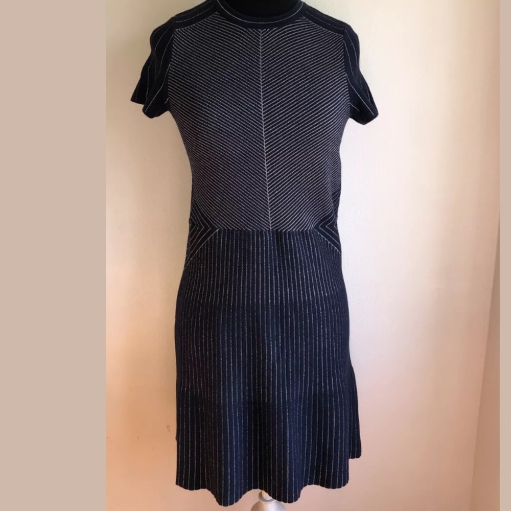 & Other Stories 70s Style Navy Dress Metal